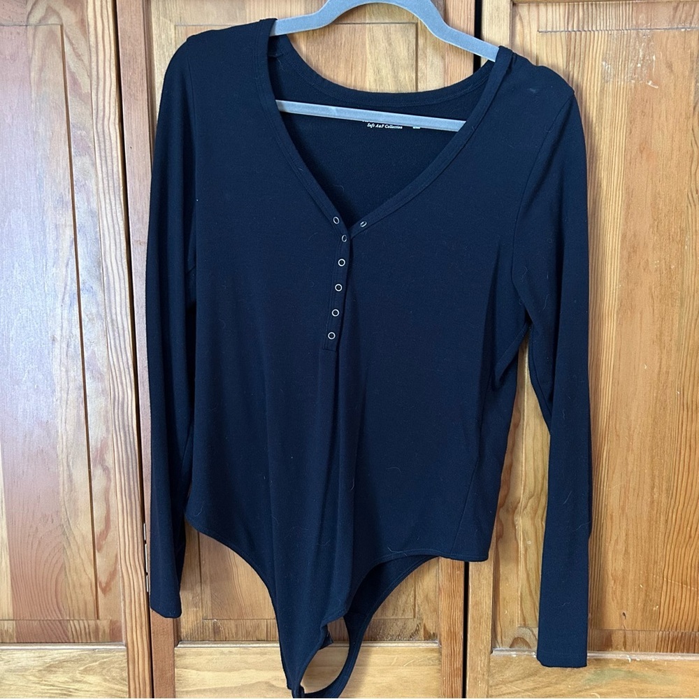 Abercrombie & Fitch Midnight Black Long Sleeve Bodysuit